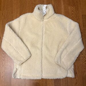 Brand New Uniqlo Women Fleece Full Zip-Up Jacket Size Large Natural